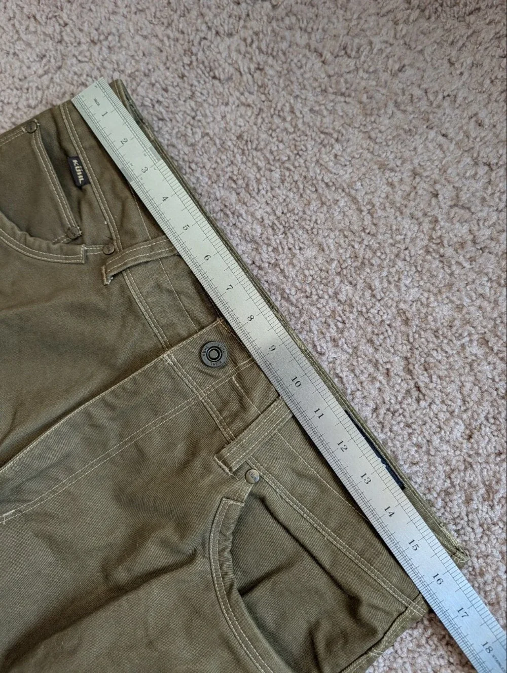 Kuhl Men Vintage Patina Olive Green Ryder Workwear Straight Leg Pants Size 32x30
